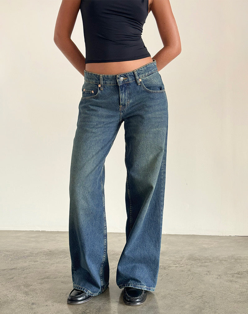 Jean à taille basse extra-large Roomy, bleu vif