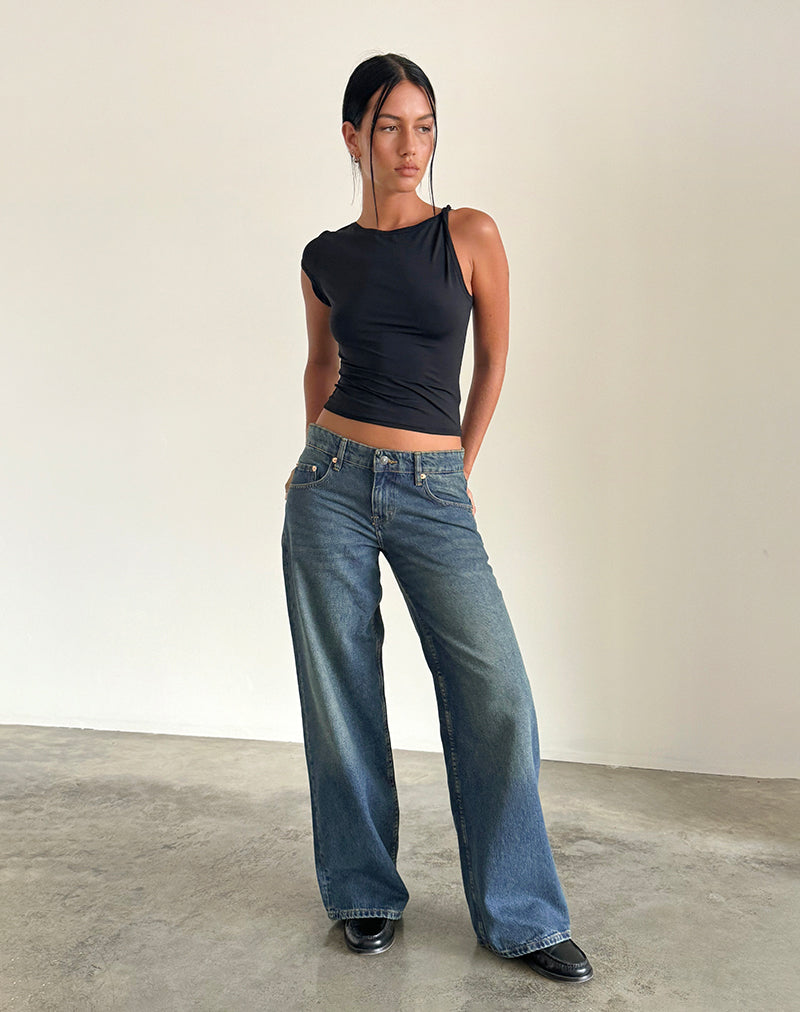 Jean à taille basse extra-large Roomy, bleu vif