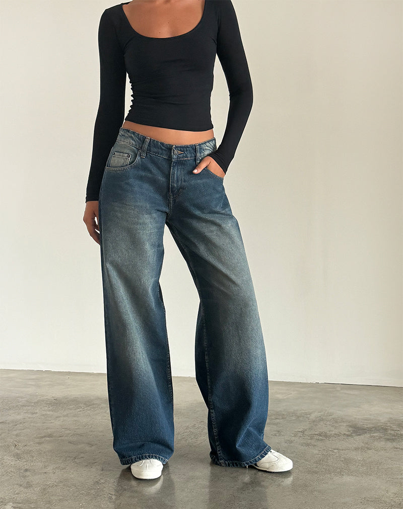Image de Roomy Extra Wide Low Rise Jeans in Dark Vintage