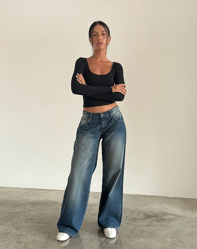 Jean à taille basse extra-large Roomy en Dark Vintage