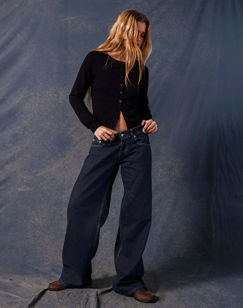 Jean à taille basse extra-large Roomy en indigo