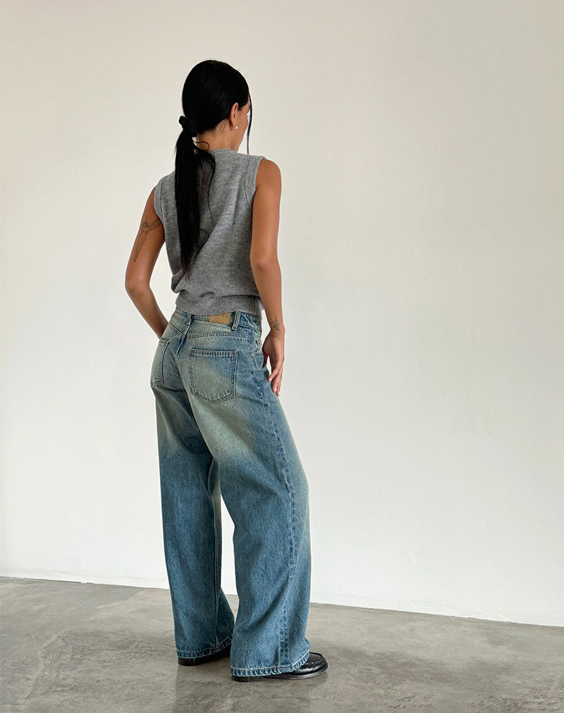 Image de Roomy Extra Wide Low Rise Jeans in Sea Green