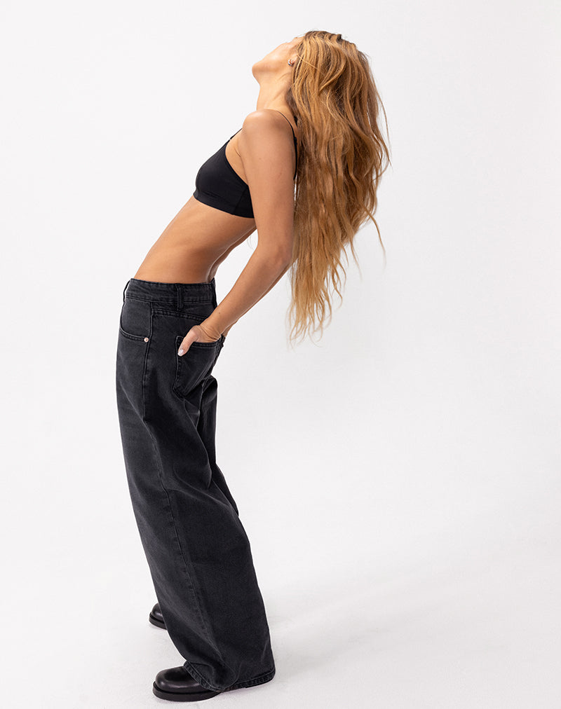 Image de Roomy Extra Wide Low Rise Jeans in Washed Black