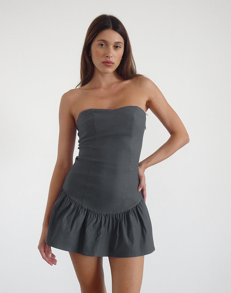 Mini robe bandeau Sabina, gris anthracite