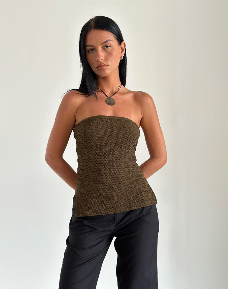 Image de Sadi Tube Top in Textured Chocolate