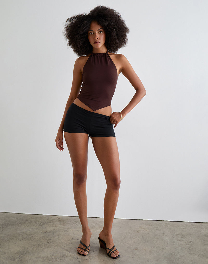 Image of Sadra Halter Top in Rayon Jersey Bitter Chocolate