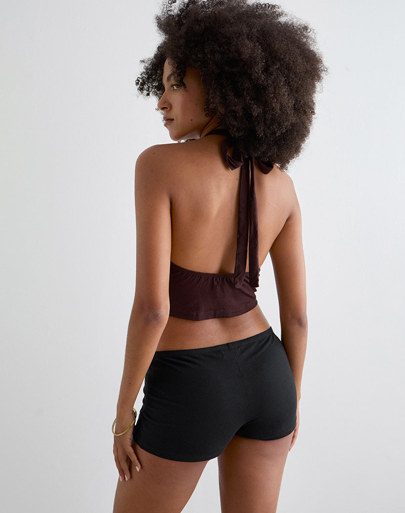 Image of Sadra Halter Top in Rayon Jersey Bitter Chocolate