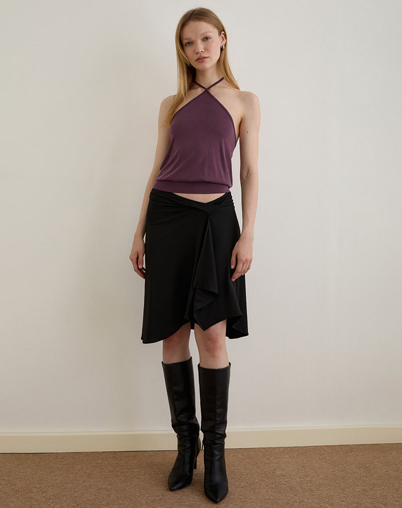 Image de Saerin Halter Top in Cupro Deep Purple