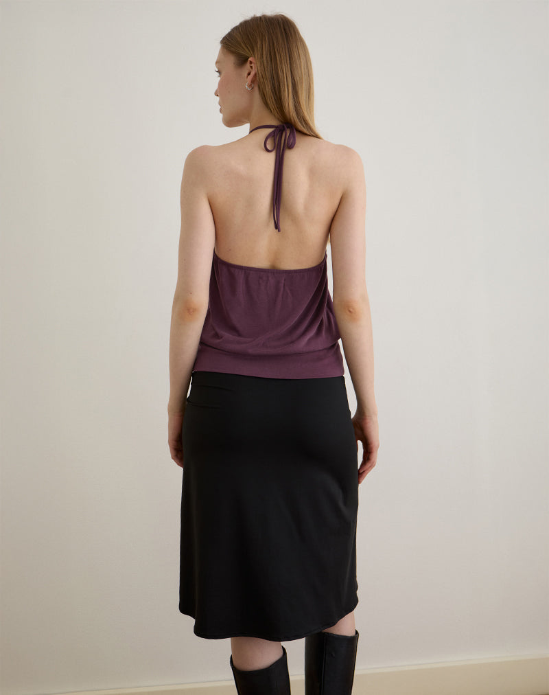 Image de Saerin Halter Top in Cupro Deep Purple