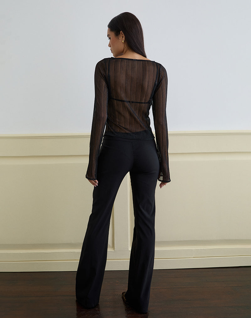 Image de Saezuru Top en mousseline de soie Plisse Shimmer Black
