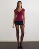 Image of Saiba Cap Sleeve Top in Cupro Dark Red