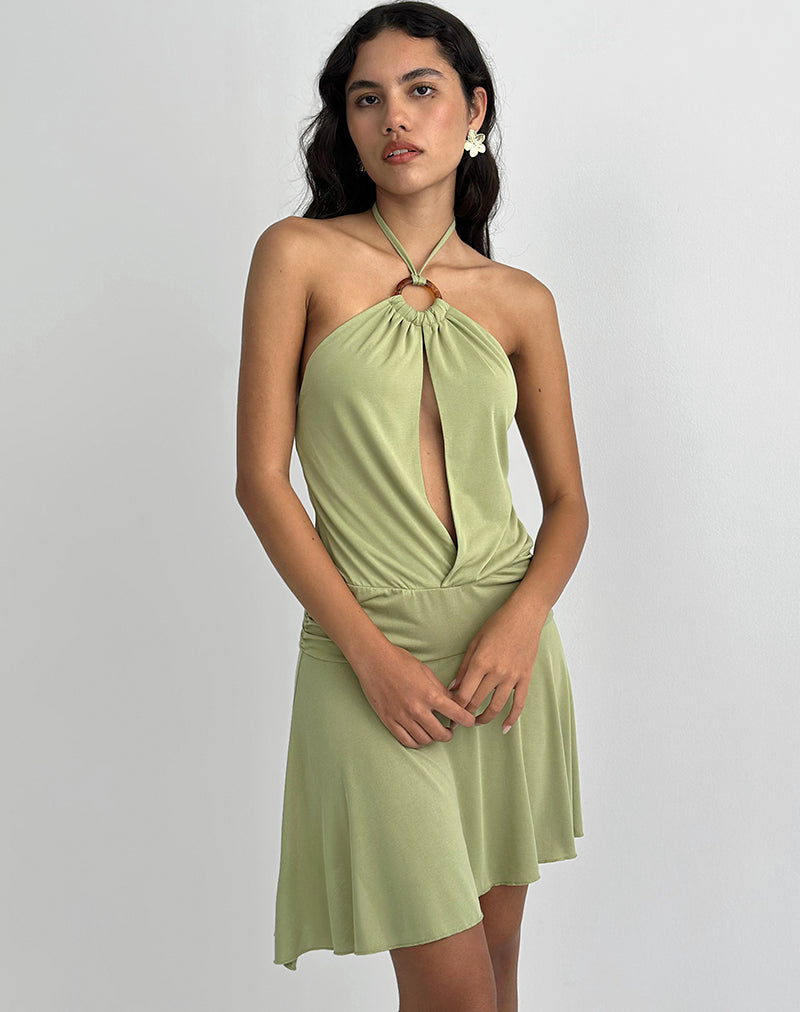 Saira - Mini robe dos nu en sauge