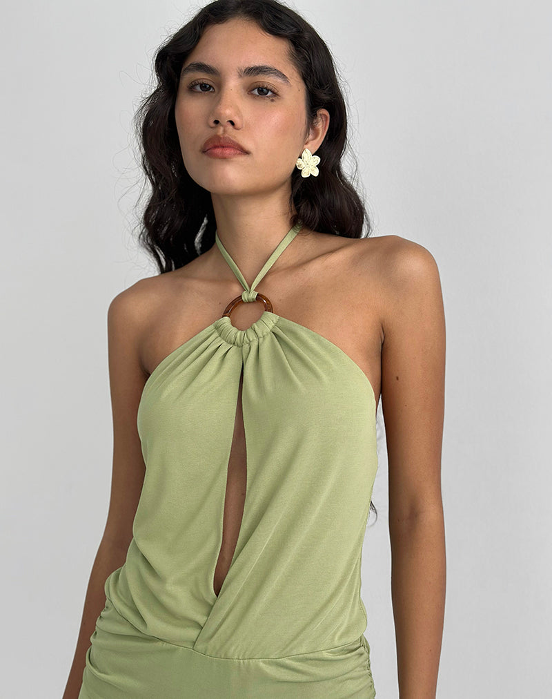 Saira - Mini robe dos nu en sauge