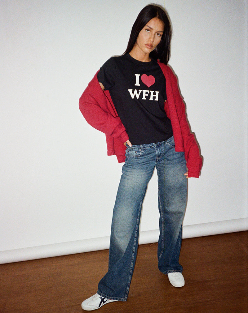 Top Sakha noir avec slogan I Love WFH