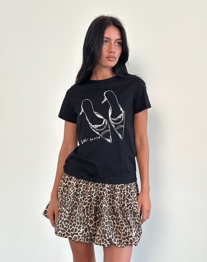 Image de Saki Tee en noir avec impression Lets Dance