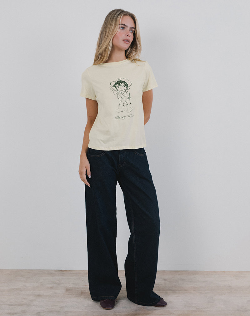 Image de Saki Tee in Buttermilk with Cherry Wine Print