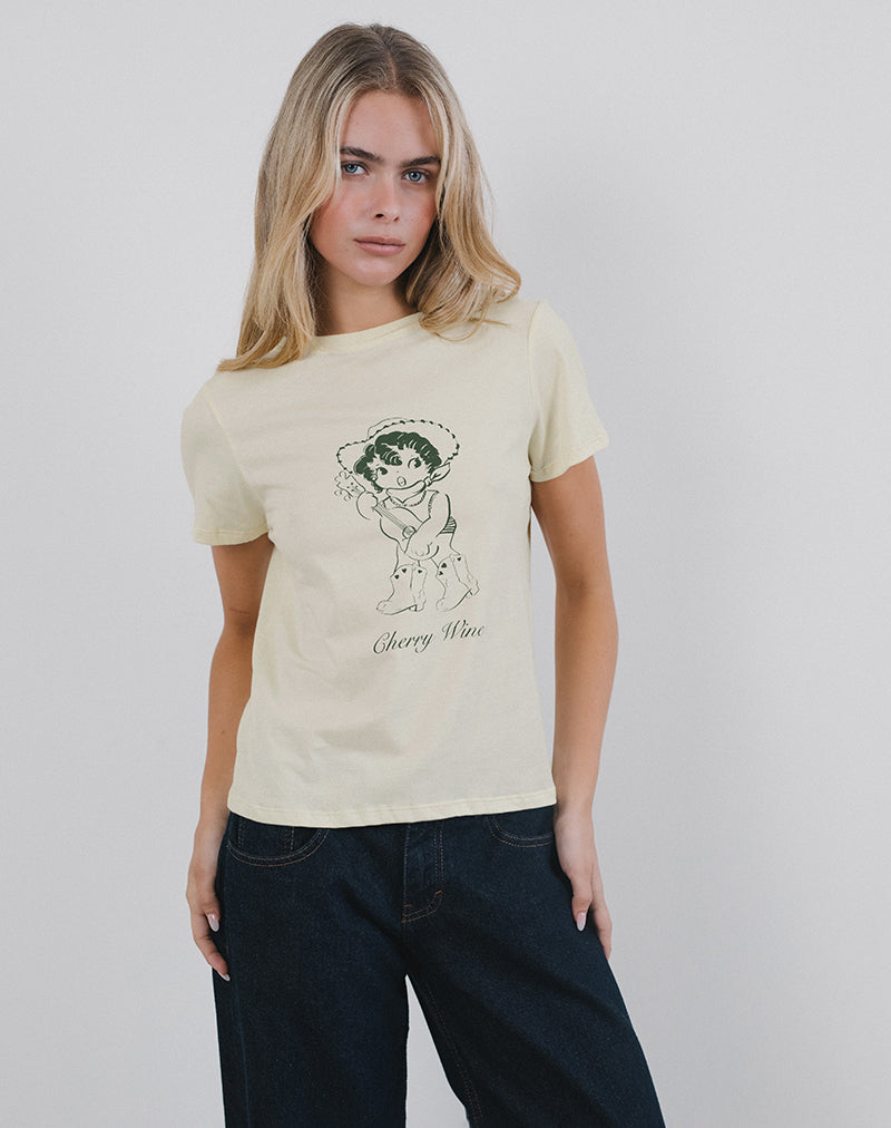 Tee-shirt Saki en Buttermilk avec imprimé vin de cerise