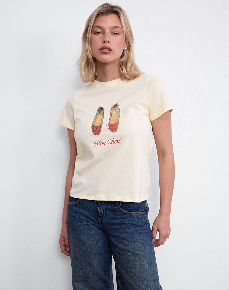 Image de Saki Tee in Buttermilk with Mon Cheri Print