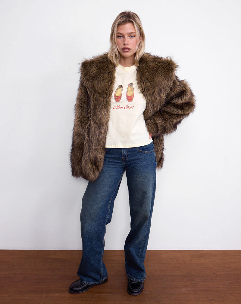 Image de Saki Tee in Buttermilk with Mon Cheri Print
