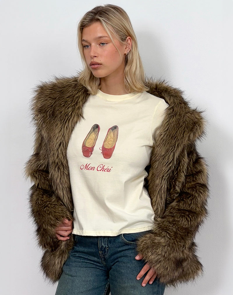 Tee-shirt Saki en Buttermilk avec imprimé Mon Cheri