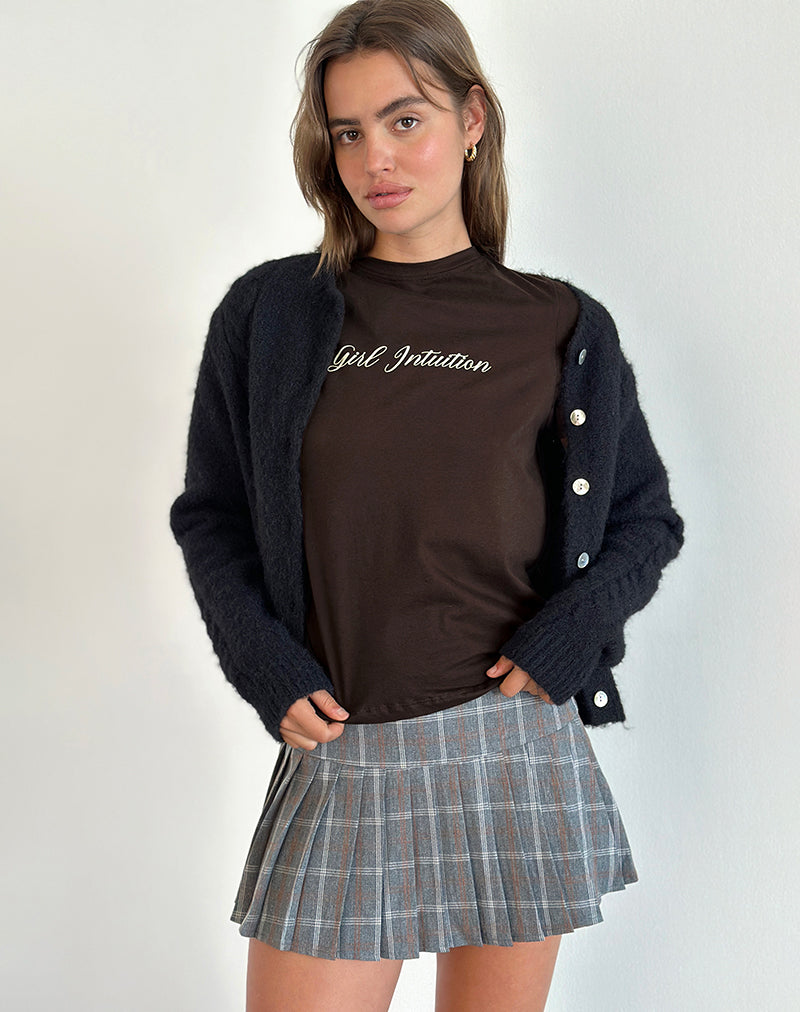Tee-shirt Saki en marron chocolaté avec imprimé Girl Intuition
