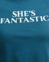 Bleu Méditerranée avec le slogan She's Fantastic