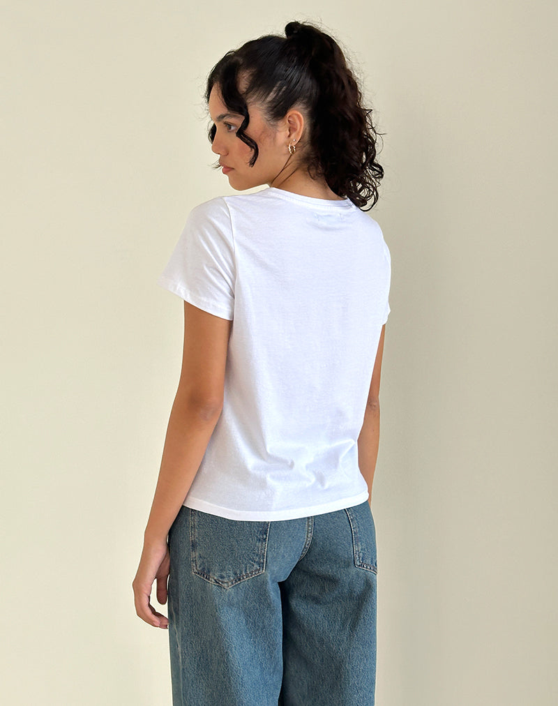 Image de Saki White Tee in Kitty Print