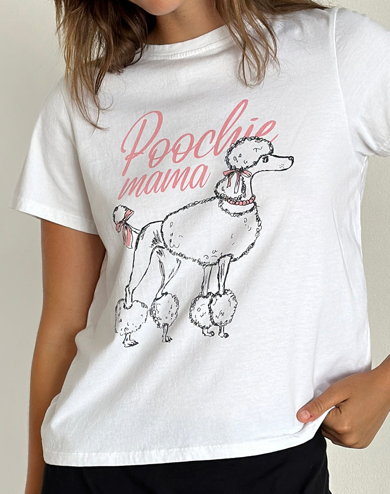 Image de Saki Tee-shirt en blanc avec graphique caniche