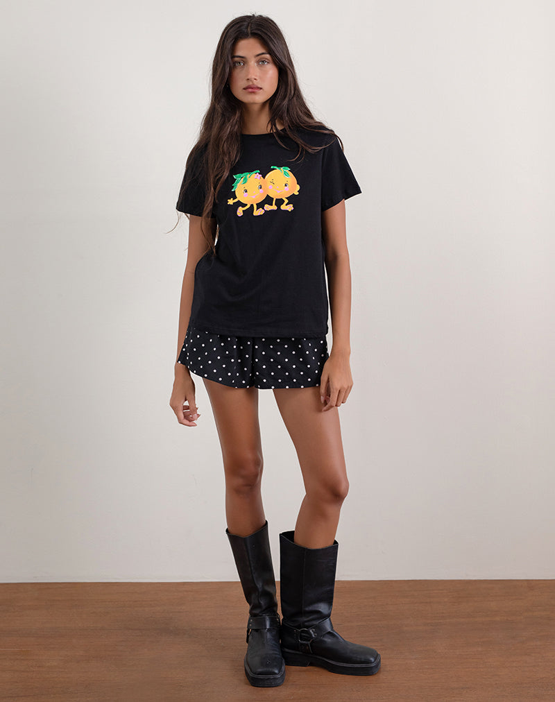Tee-shirt Saki en noir avec imprimé Squeeze Me orange