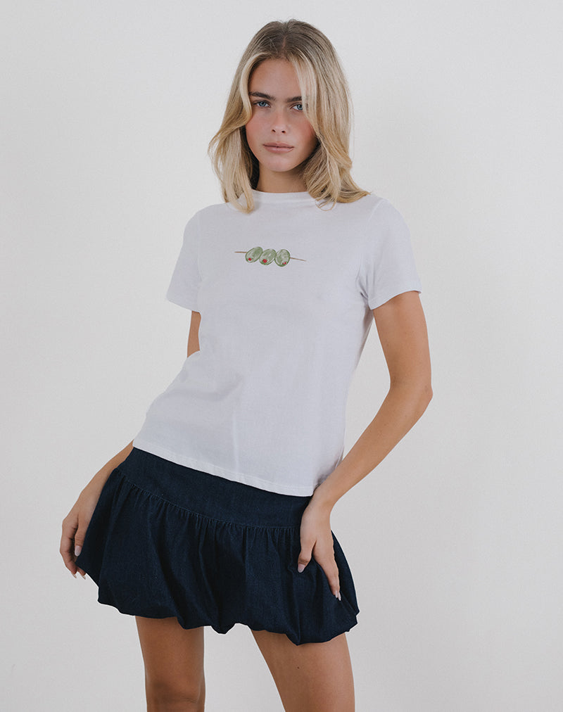 Image de Saki Tee in White with Olives Graphic