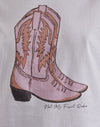Blanc avec impression de bottes roses