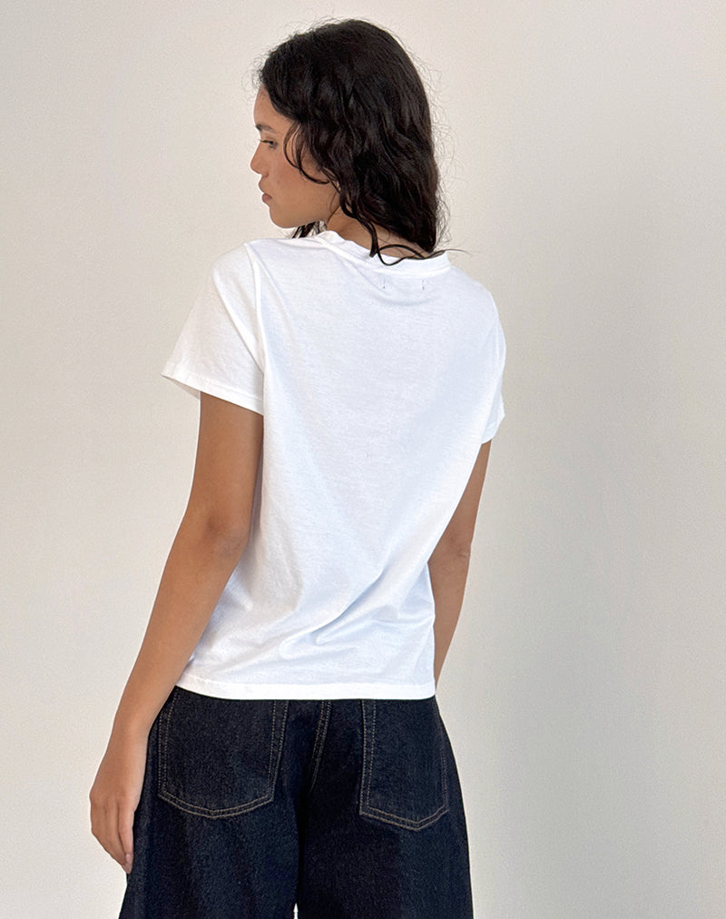 image de Saki Tee en blanc et rouge royal Euro Summer