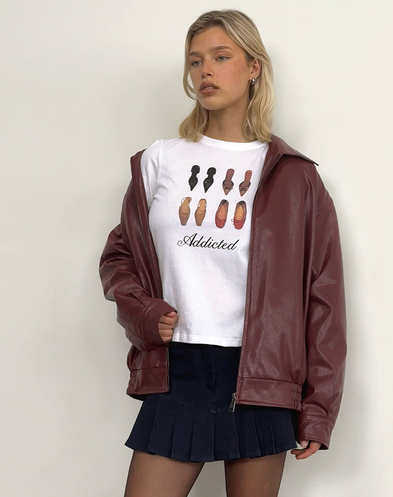 Tee-shirt Saki en blanc avec imprimé Shoe Addicted