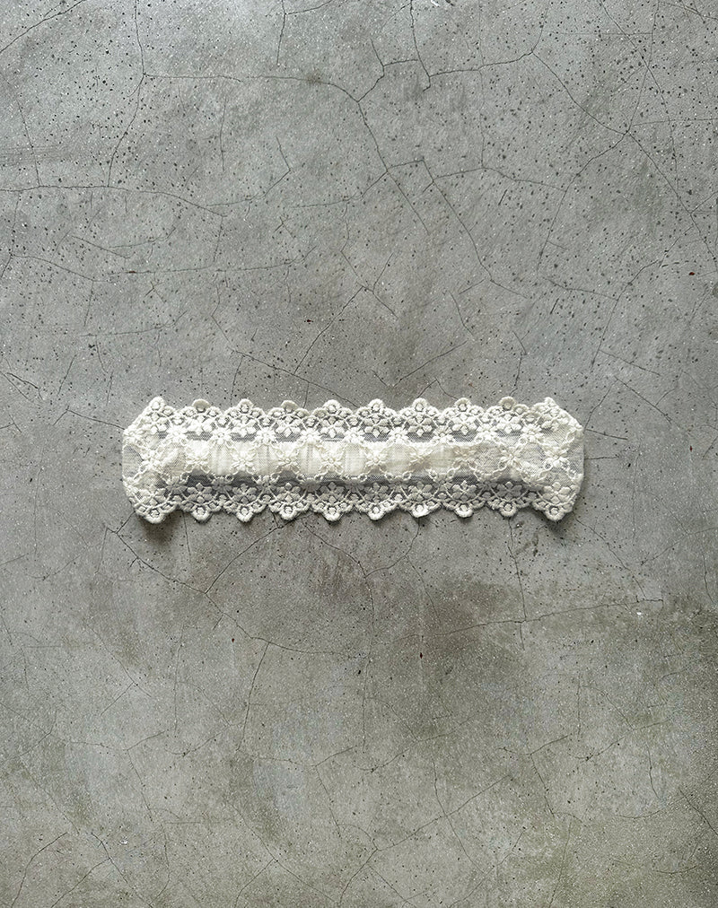Bandeau Sala en blanc avec dentelle festonnée