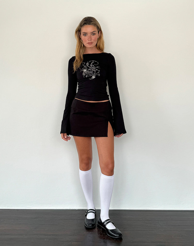 Image de Salaka Long Sleeve Top in Black Script Heart Graphic
