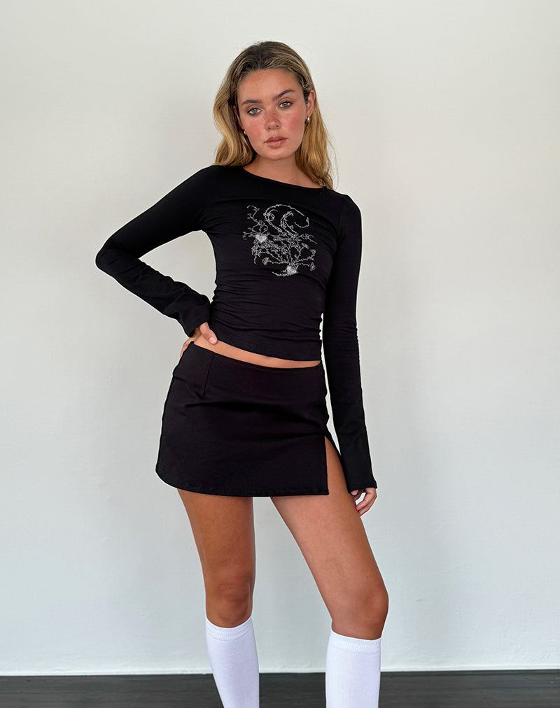 Image de Salaka Long Sleeve Top in Black Script Heart Graphic