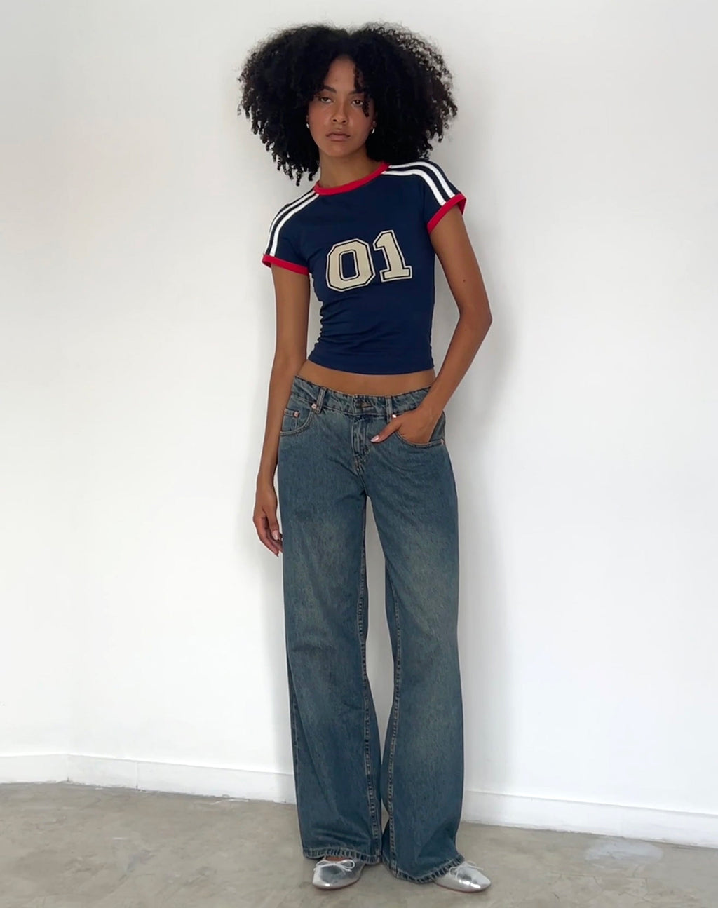 Salda Sporty Fitted Tee in Navy