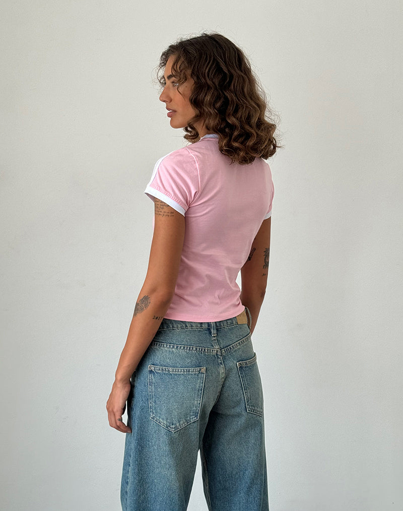 Image of Salda Sporty Tee in Ballet Pink with White Binding
