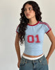 Image de Salda Tee en Nantucket Blue avec Adrenaline Red Binding