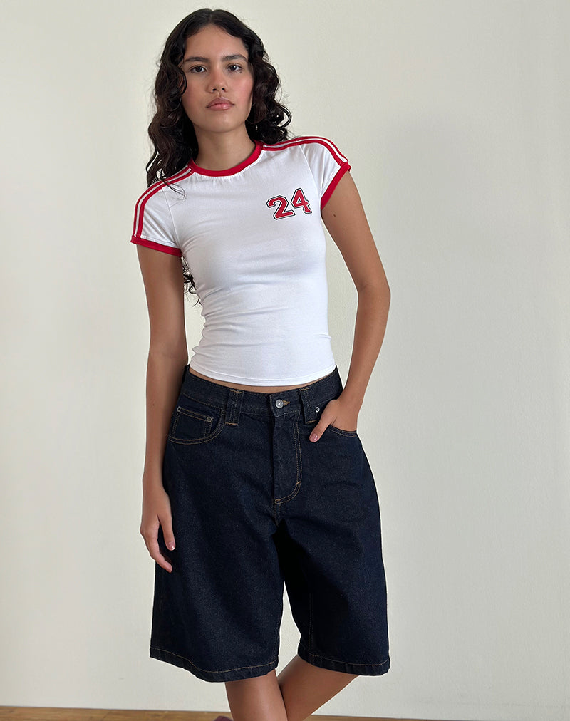 Image de Salda Tee en blanc avec bordure rouge tango