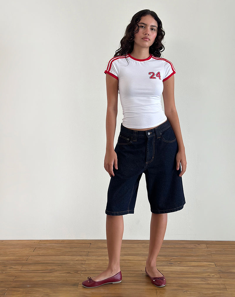 Image de Salda Tee en blanc avec bordure rouge tango