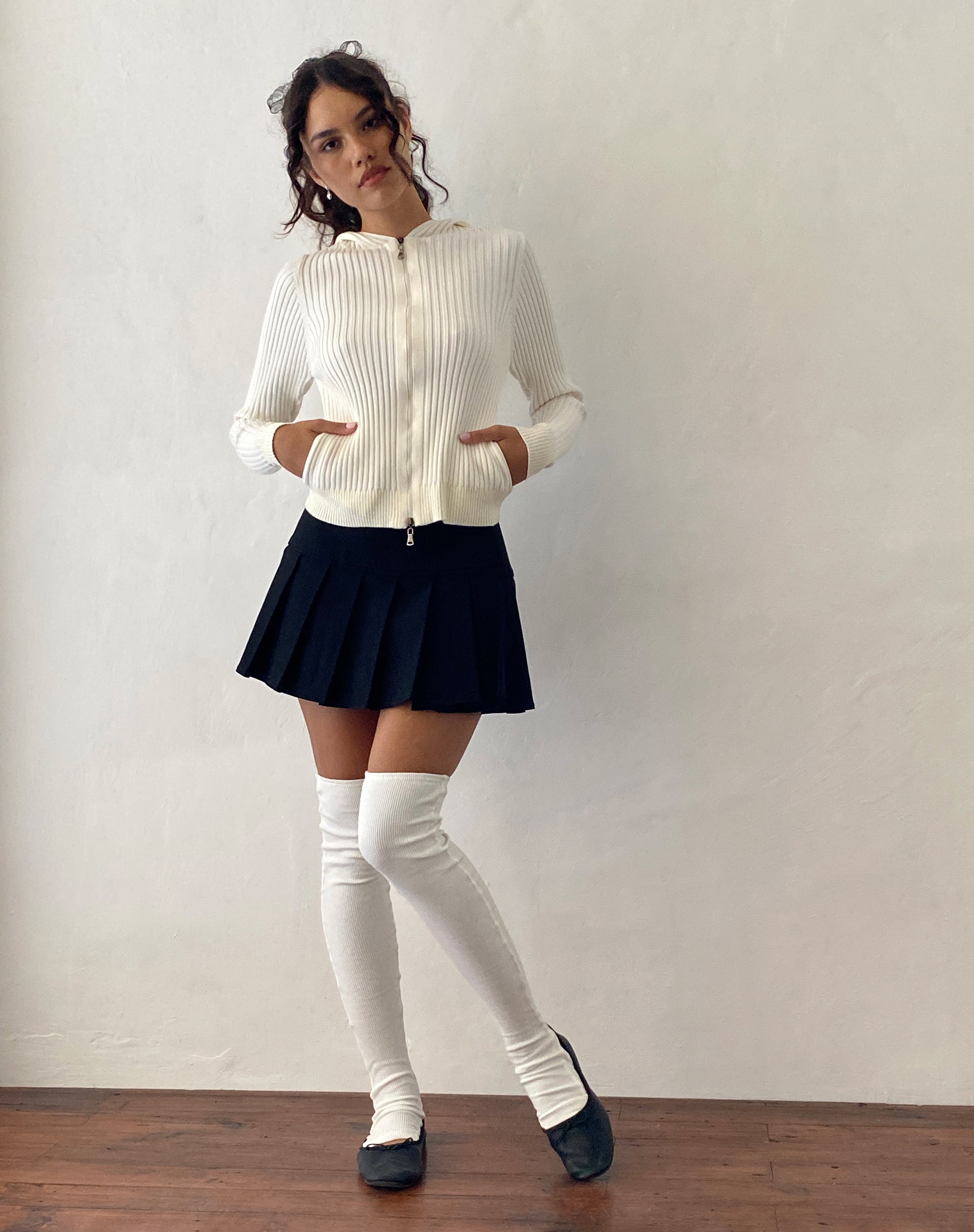 Image de Salinas Zip Up Knitted Hoodie in Ivory
