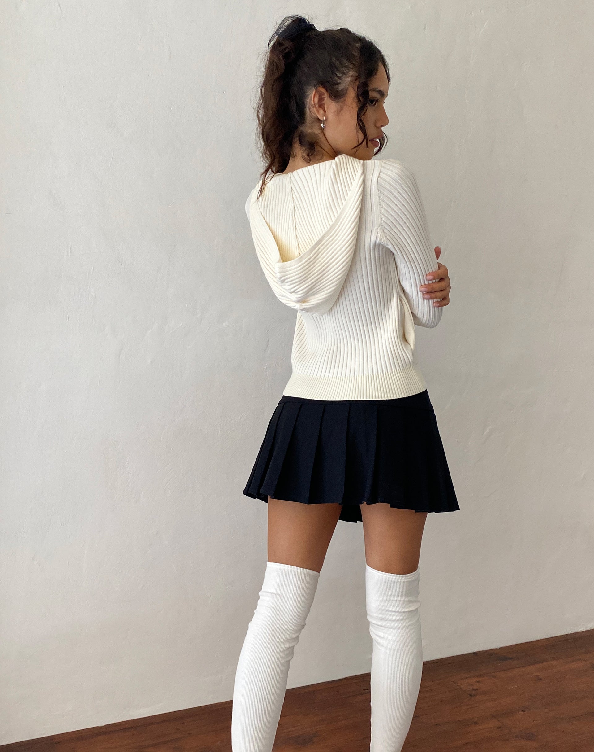 Image de Salinas Zip Up Knitted Hoodie in Ivory