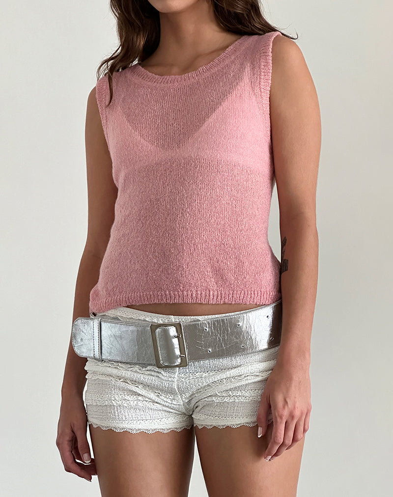 Débardeur Salisha en maille transparente rose