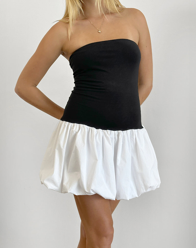image de Salvia Mini robe bouffante en noir et blanc