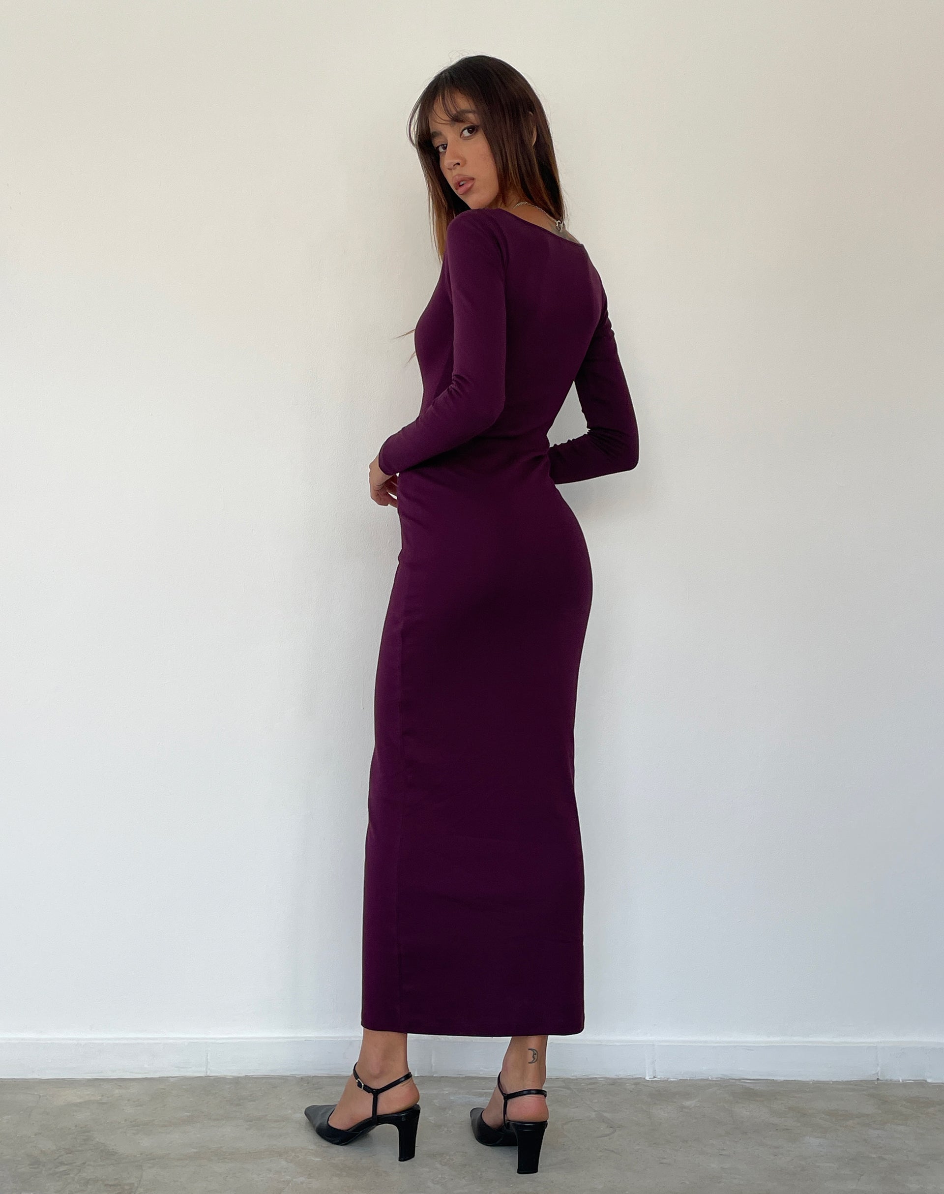 Image of Samaira Long Sleeve Maxi Dress in Aubergine