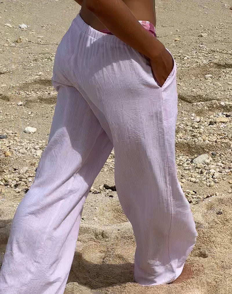Image de Samir Pantalon en coton à rayures roses