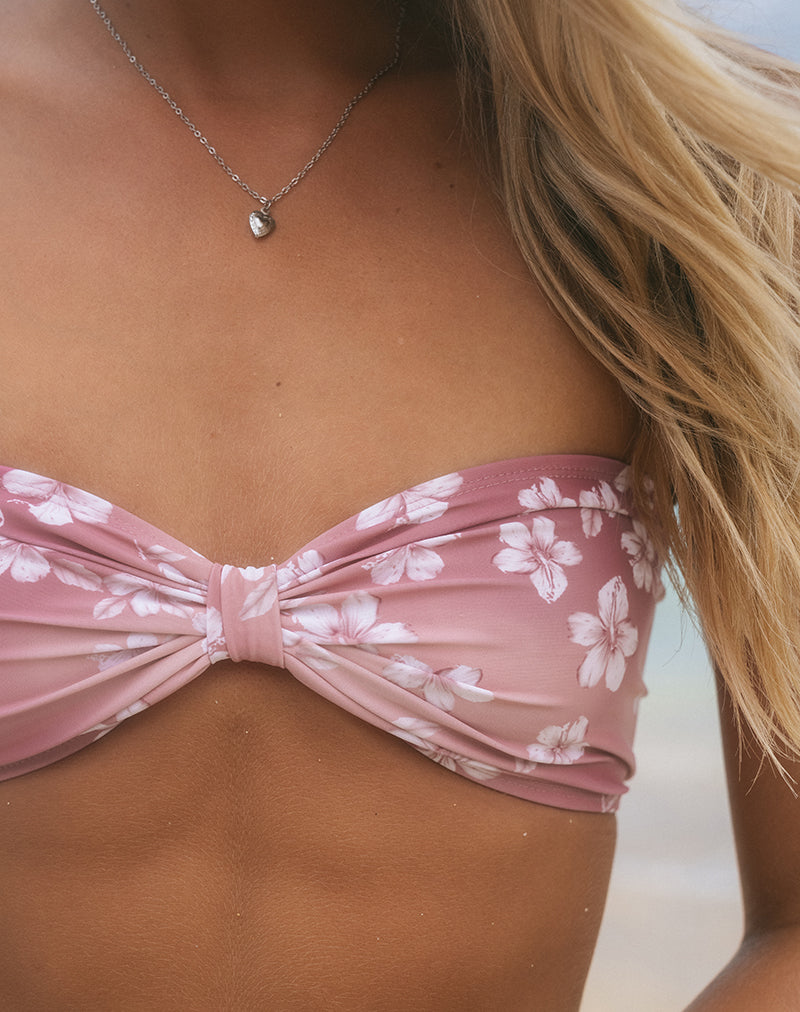 Top de bikini Samara à fleurs d'hibiscus