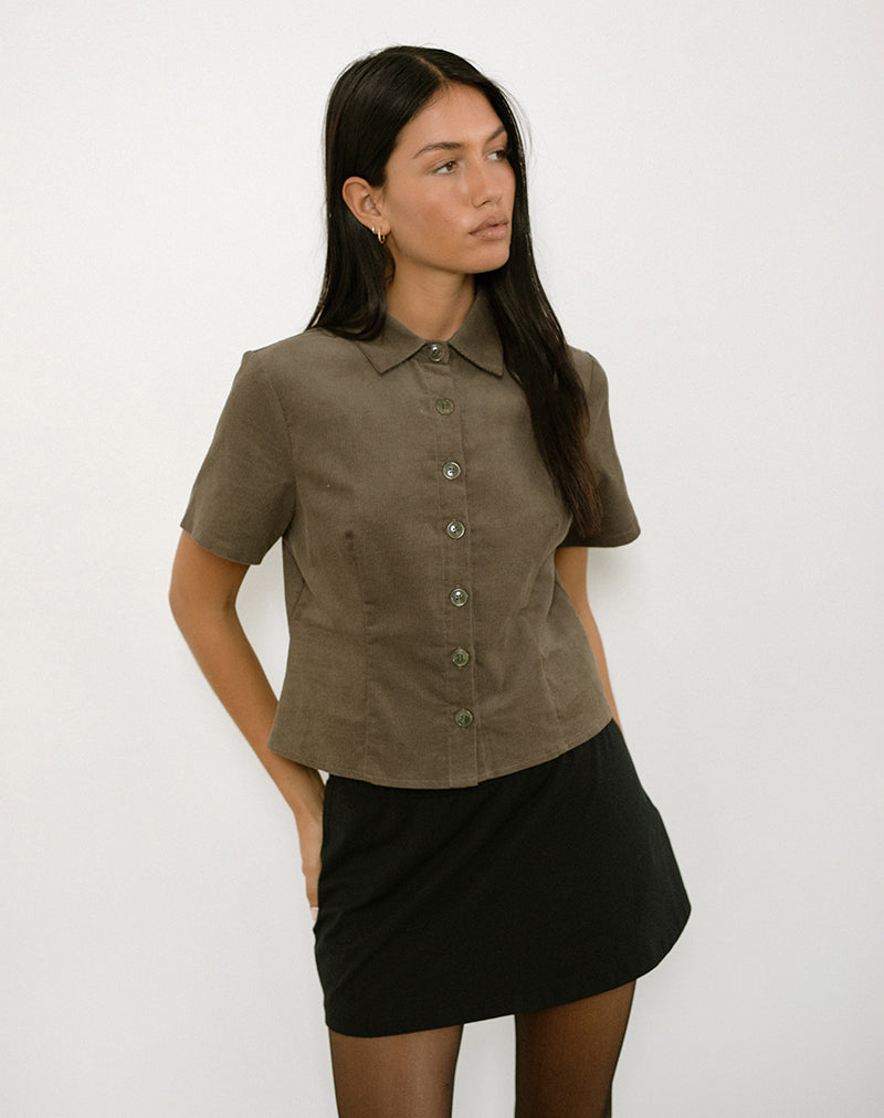 Image de la chemise Samas en velours côtelé Taupe