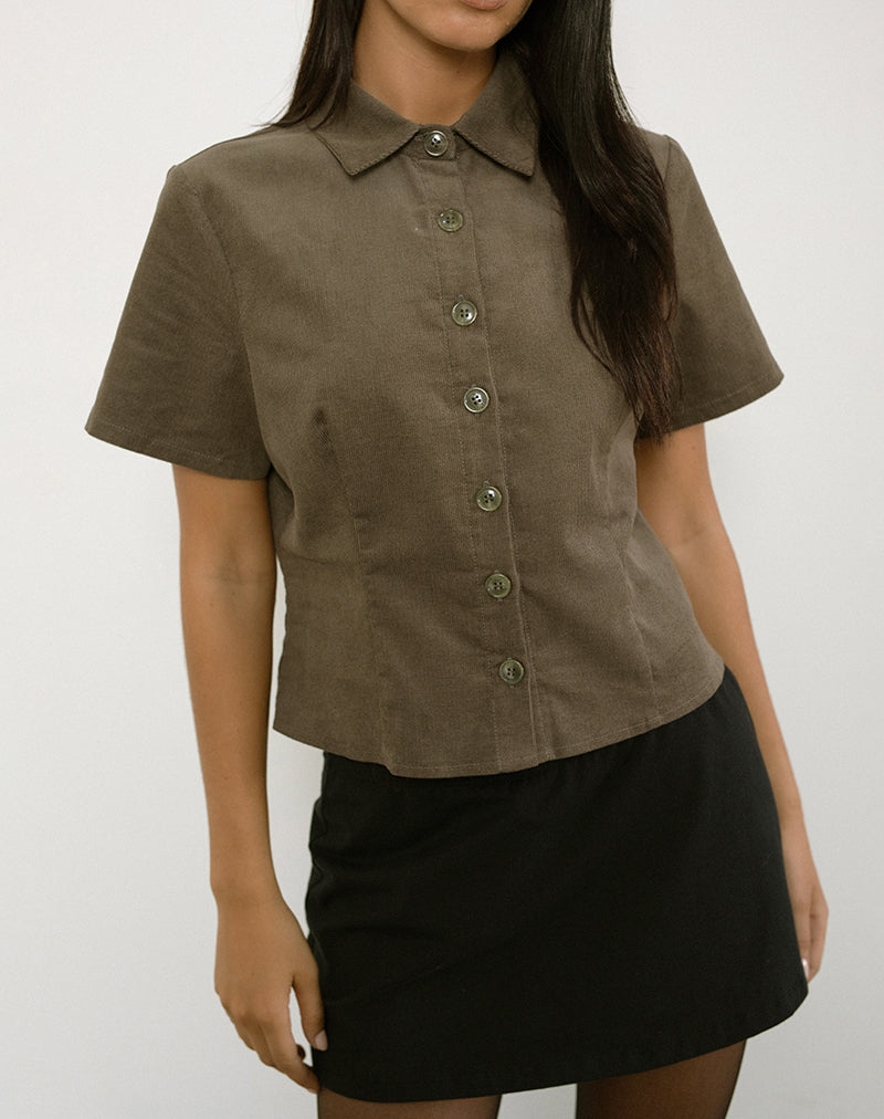 Image de la chemise Samas en velours côtelé Taupe
